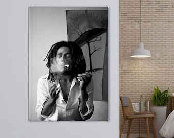 Bob Marley Poster Music Canvas Poster Wall Art Decor Home Decor Frameless