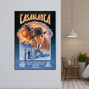 Casablanca, Vintage Canvas Movie Poster Wall Art Decor Home Decor Frameless