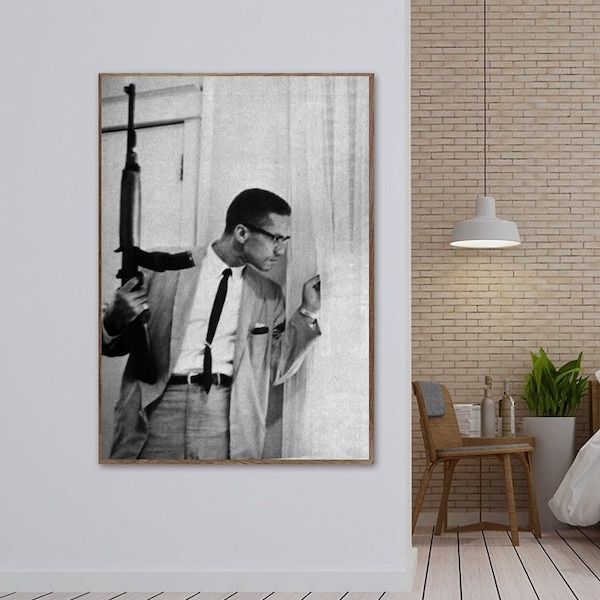 Malcolm X Plakat na płótnie Sztuka ścienna Dekoracja domu Bezramkowa