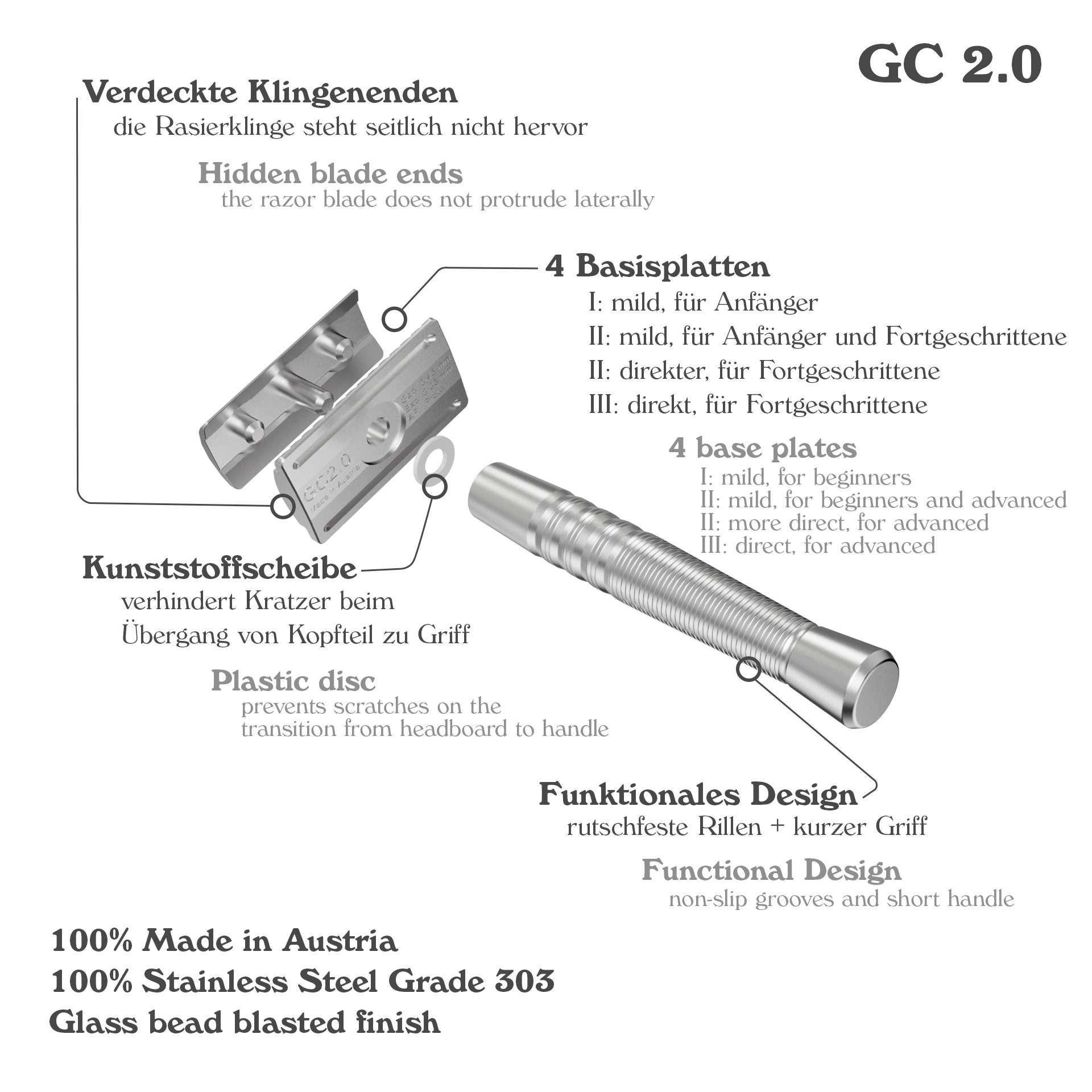 Greencult GC2.0 Stainless Steel Razor CNC Machined in Austria - Etsy