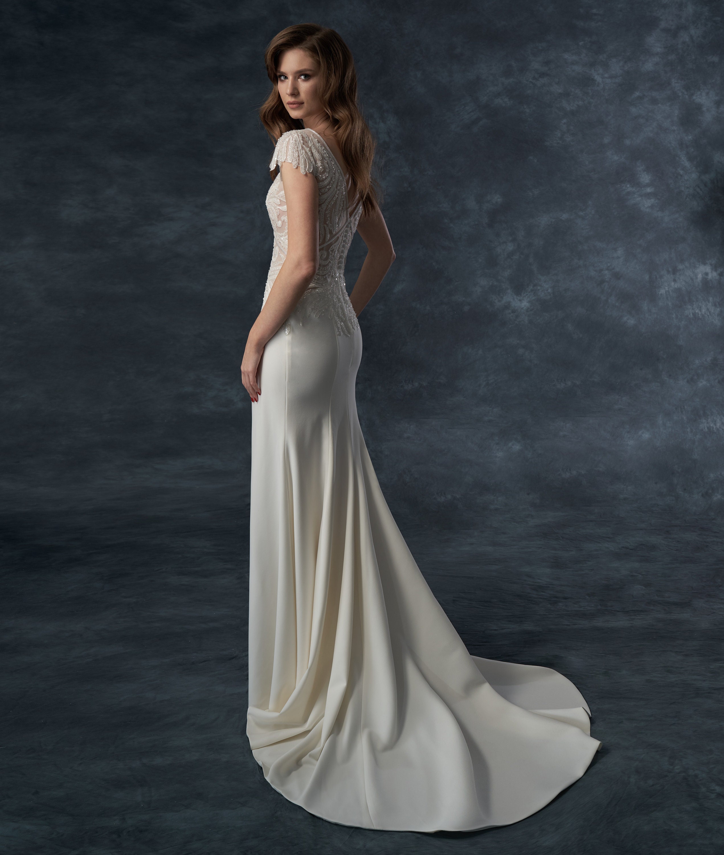 Crepe Wedding Dress Mermaid Wedding Dresswedding Dress Etsy