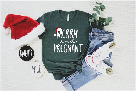 Vrolijk en zwanger overhemd kerst zwangerschap shirt kerst zwangerschap aankondiging shirt koppels kerst shirts grappige zwangerschap onthullen Etsy Belgie