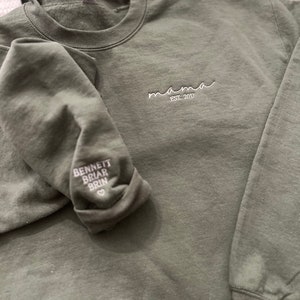 Custom Pocket and Sleeve Embroidered Sweatshirt, Embroidered Mom ...