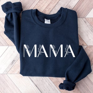 Embroidered Floral Mama Sweatshirts, Mama Crewneck, Fall Sweatshirts ...