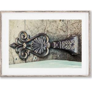 Antique Door Stopper Photograph |  Rustic Metal Fleur De Lis Patterned Still Life | Beautiful Vintage Decor Photography