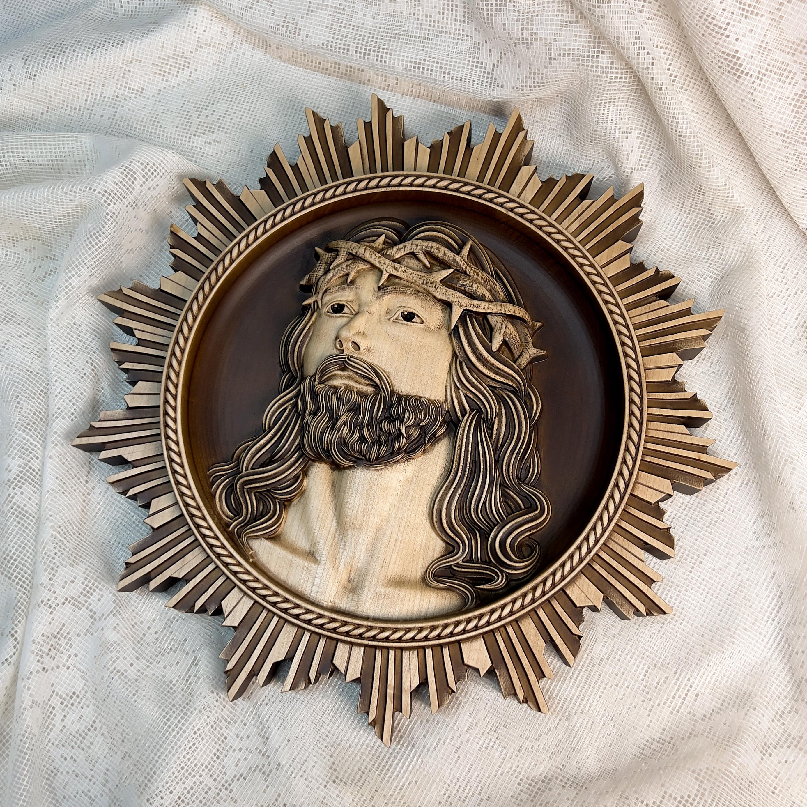 Our Lord Jesus Wall Plaque Christ Icon Wood Christian Gift Wood Carving ...