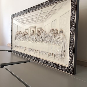 Last Supper Wood Carving, Large Wall Hanging ,Jesus  Religious Art, Rustic Christian Home Decor, Faith Gift, Catholic Decor, Sacred Scene