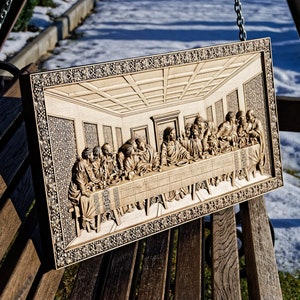 Carved last supper made of natural wood in, wood wall art, lords supper, catholic wall art, wall decor