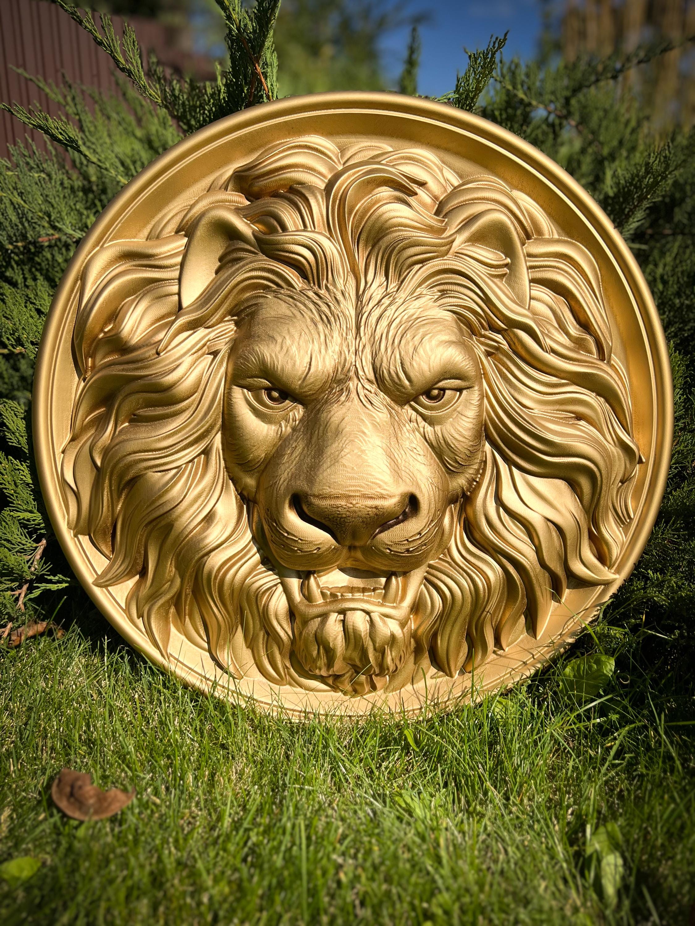 Carved Maple Wood Lion Head Wall Ornament, 3D Art - Etsy