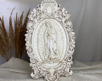 Our Lady of Guadalupe Wood Icon, Catholic Wall Art