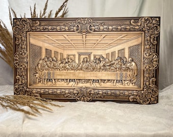 Last supper catholic wood carving, wall decoration, maple wood christian art