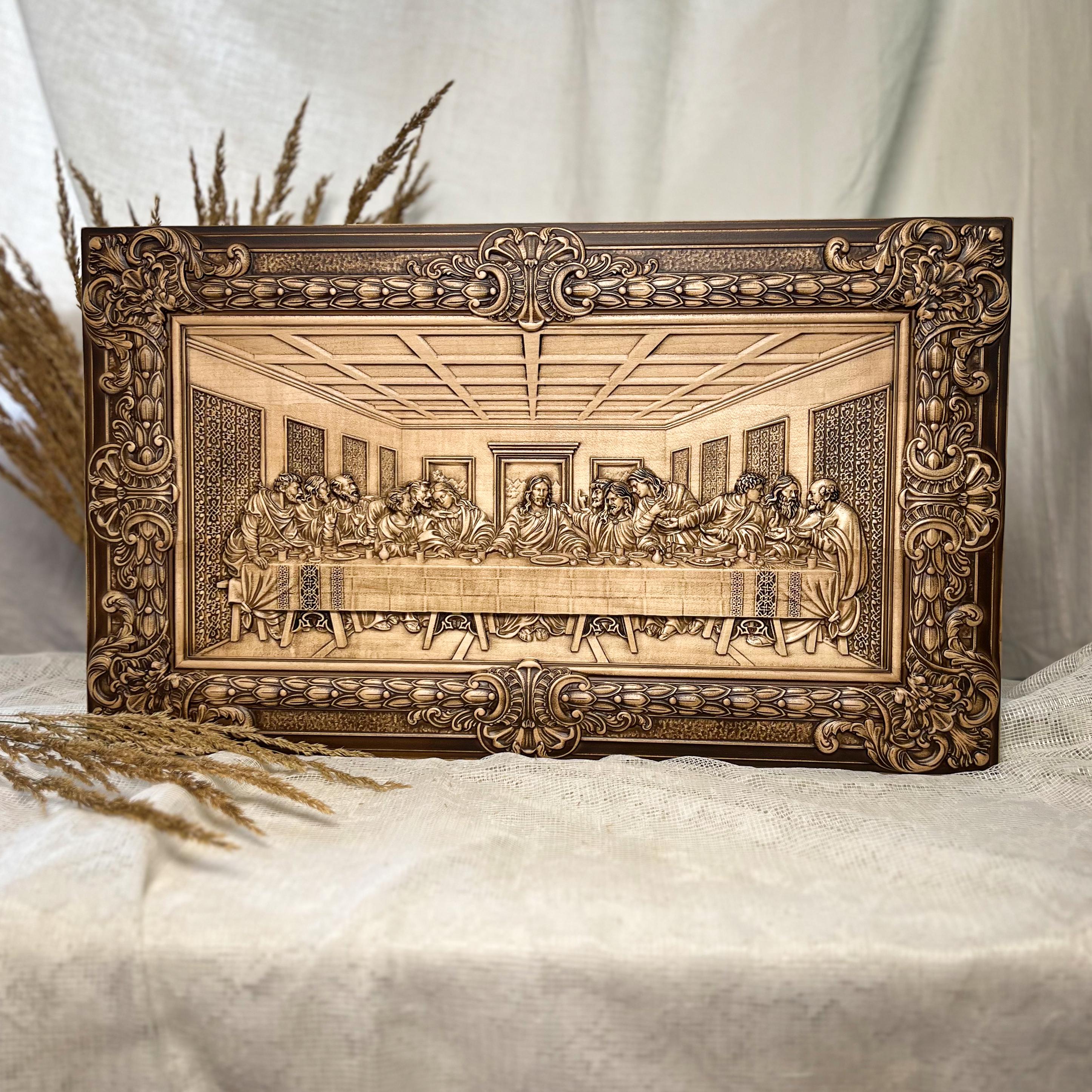 Last Supper Catholic Wood Carving, Wall Decoration, Maple Wood