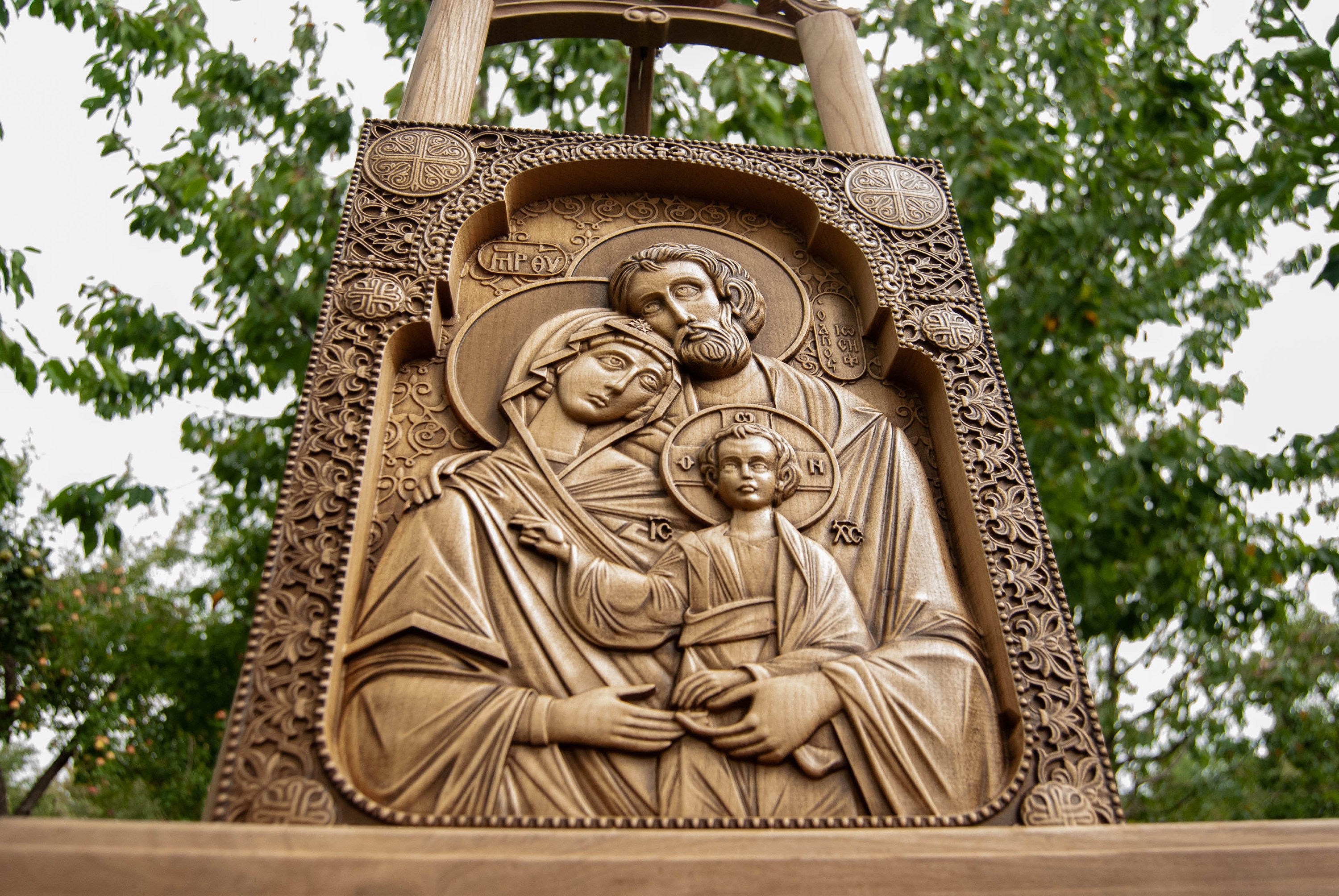 Holy Family Nativity Wood Carving Wooden Religious Icon Etsy