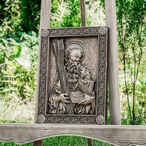 Saint Andrew 15х10.8 in, Wood Carvings Religious icon personalized engraved religious gifts St Andrew&#39;s Cross Orthodox Catholic