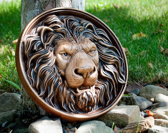 Lion Wood Carving Wall Art, Hand Carved Maple Wood Lion Head, Rustic Cabin Decor, Masculine Office Wall Decor, Wildlife Gift