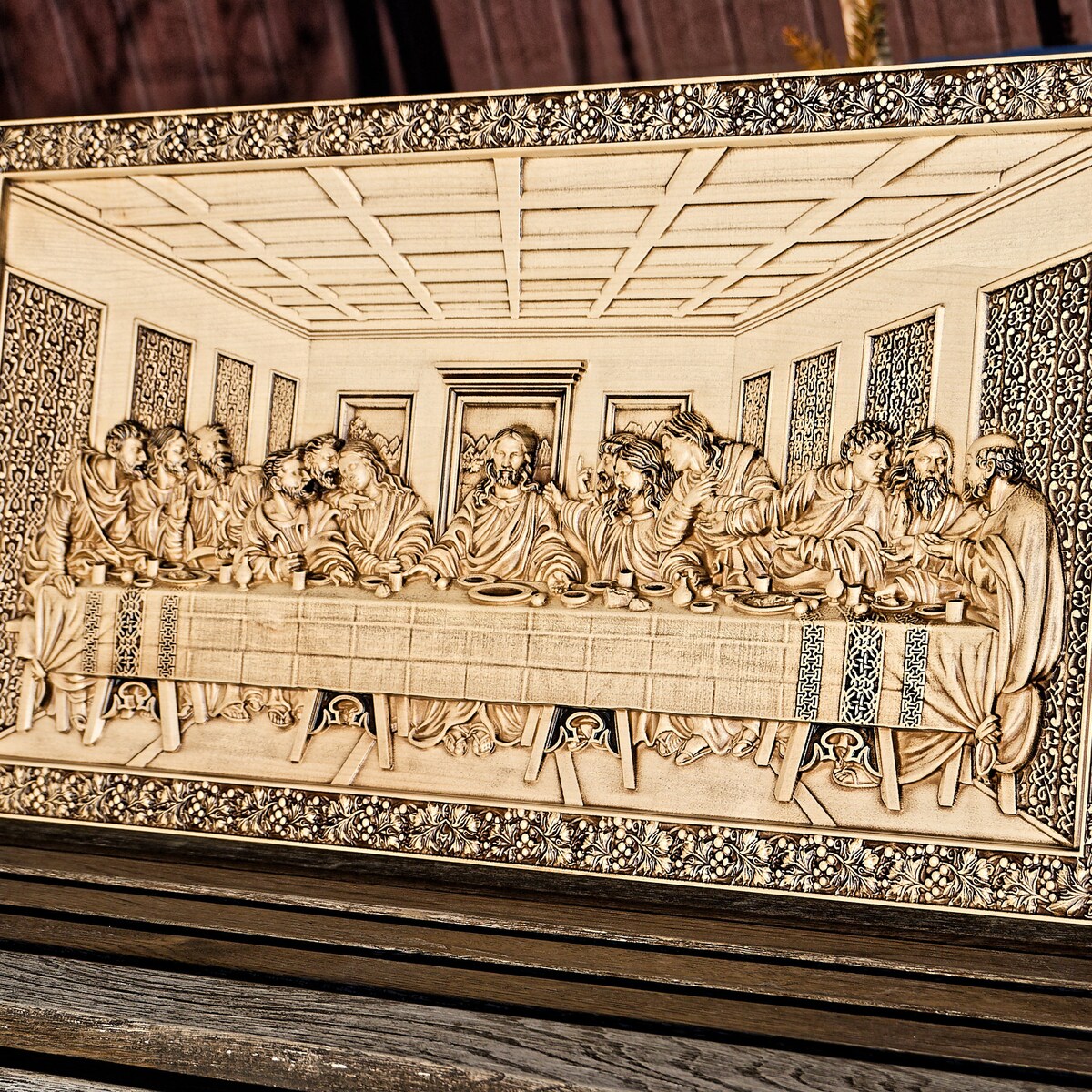 Carved Last Supper Made of Natural Wood In, Wood Wall Art, Lords Supper, Catholic Wall Art, Wall Decor - Etsy