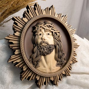 Our Lord Jesus wall plaque Christ icon wood Christian gift Wood carving religious icon wall art catholic christmas