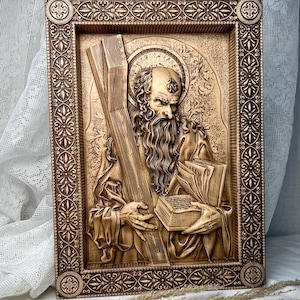 Saint Andrew Wood Carving Religious Icon