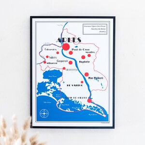 Mapa de Arles, Impresión de Arles, Mapa de Arles, Ilustración Arles, Cartel de Camargue