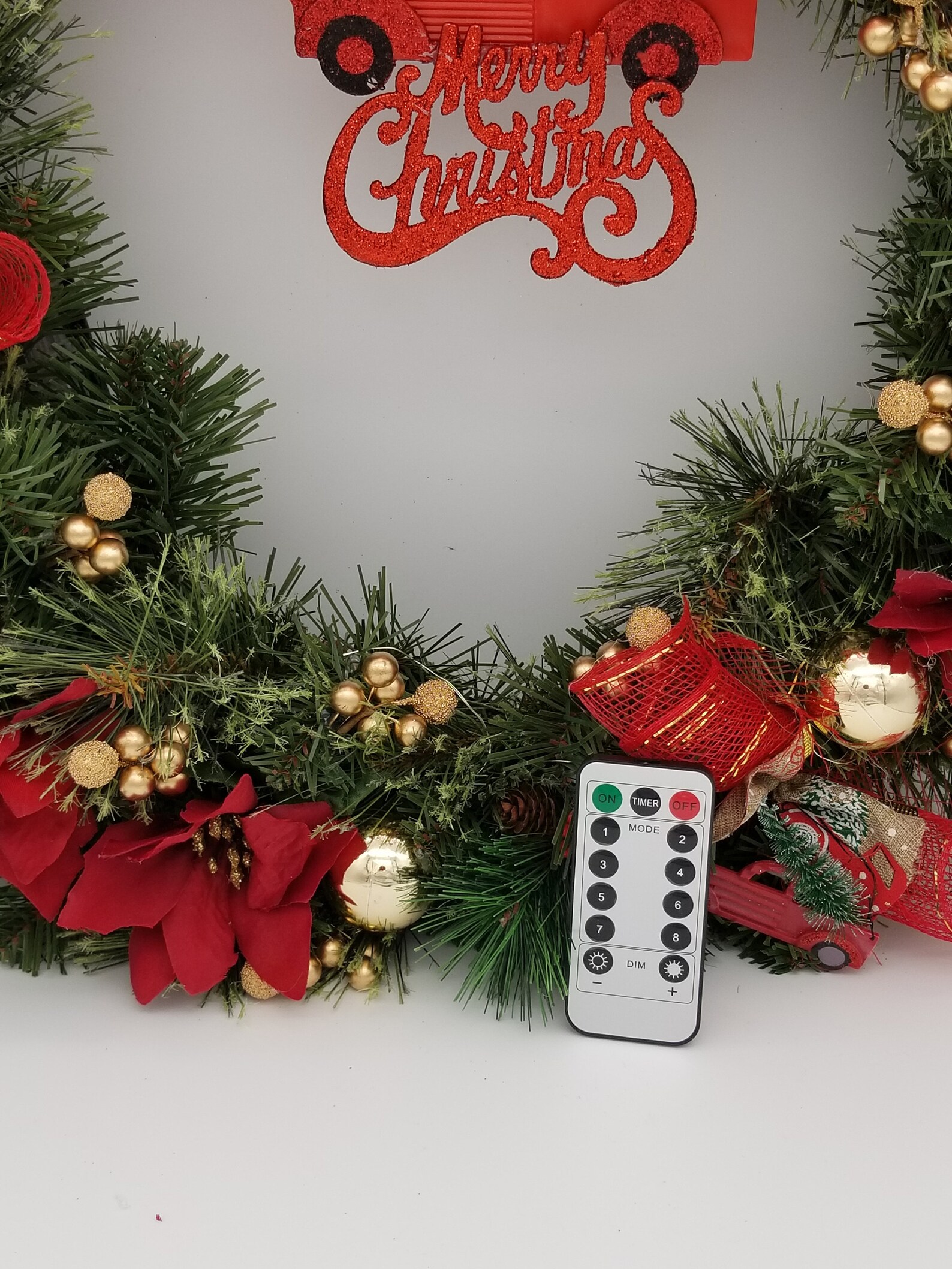 Remote Control Christmas Wreath With Lights Holiday Wreath Etsy