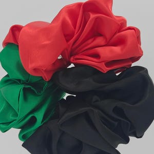 Tri-Color XXL Scrunchies For Locs, XL Scruchies For Thick Hair, Poly Satin Scrunchies, Stocking Stuffers