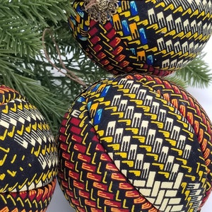 African Christmas Ornaments 4 PC Kente Ornaments Handmade Ornaments for Kwanzaa Year Round Bowl Filler image 6