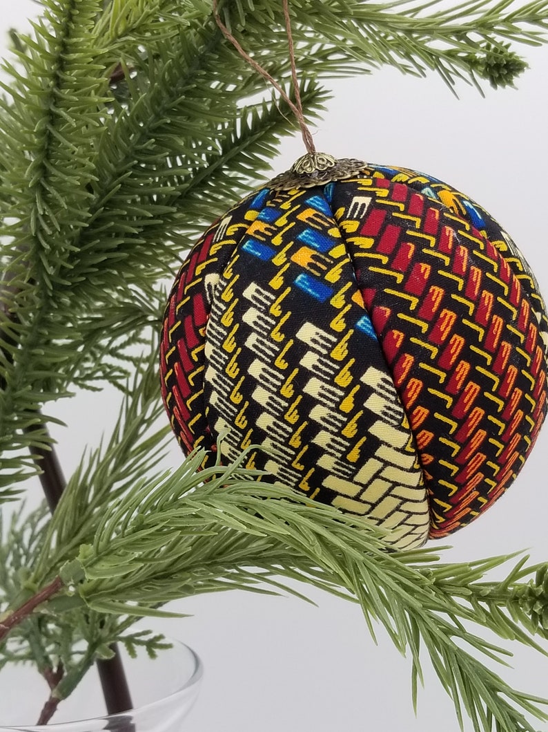 African Christmas Ornaments 4 PC Kente Ornaments Handmade Ornaments for Kwanzaa Year Round Bowl Filler image 5