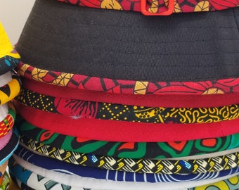 Unisex Bucket Hat| African Print Trim Bucket Hats| sun hat| Men Bucket Hat| Women Bucket Hat| Cute Hat