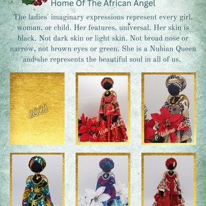 African American Angel For Tree Top Or Large Kwanzaa Ornament Set 4 PCS, Black Christmas Angel For Year Round Display image 2