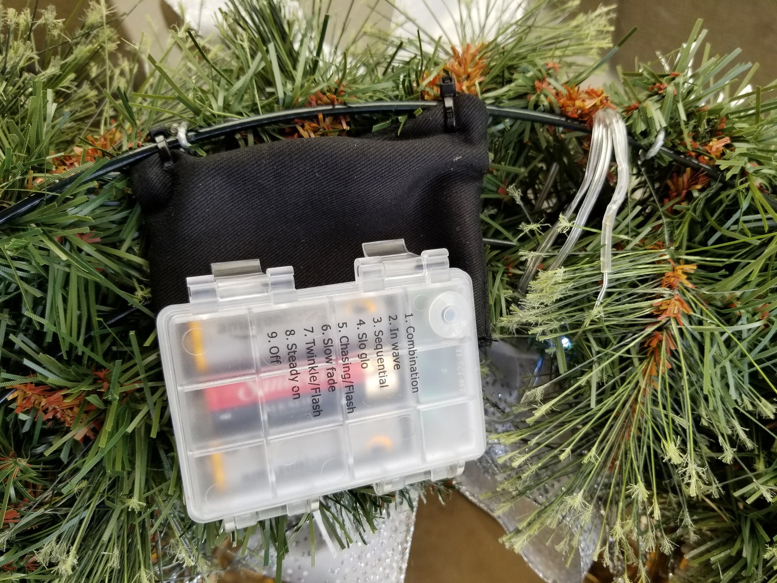 Christmas Wreath With Remote Control Lights Holiday Wreath Etsy