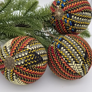 African Christmas Ornaments 4 PC Kente Ornaments Handmade Ornaments for Kwanzaa Year Round Bowl Filler image 1