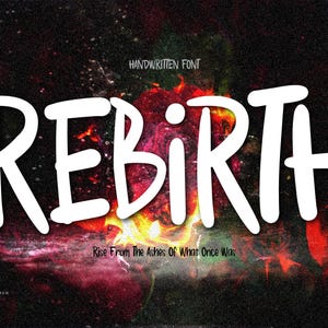 Rebirth フォント、手書きフォント、グラフィティフォント、ストリートフォント、デジタルフォント OTF および TTF Procreate および Cricut のサポート