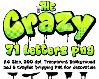 Letras de grafite verdes em PNG: 71 letras de A a Z e de 0 a 9 (Download digital)