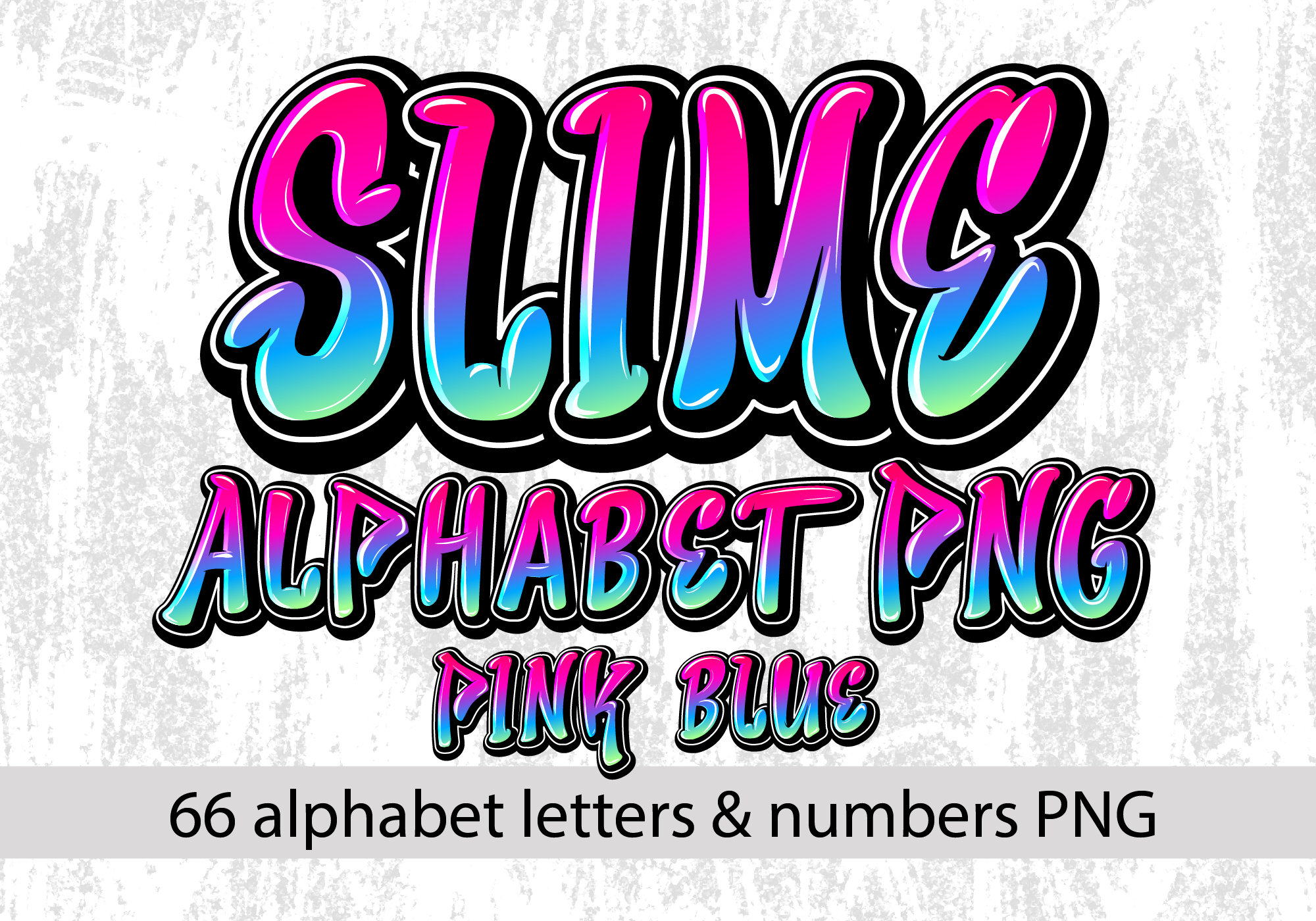 SLIME Pink Blue color Alphabet letters & numbers PNG file Transparent Background Graffiti letters, Color letter A-Z, Instant Download