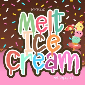 Melt Ice Cream : Procreate fonts, Melt font, Summer font, chunky lettered font, Digital font, halloween font, cute font, graffiti font