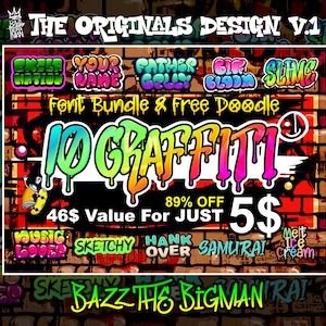 10 Exciting Graffiti font bundle, Street font, font bundle, Dripping font,  Procreate font, Bubble graffiti font, Graffiti Doodle svg