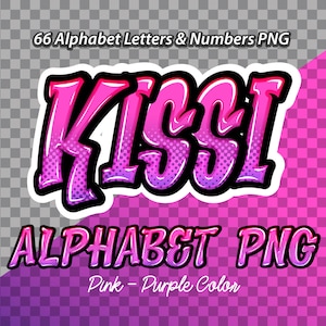 Kissi Pink Purple color Alphabet letters & numbers PNG. file, Graffiti letters, Street art letters, Color letter A-Z, Digital Download