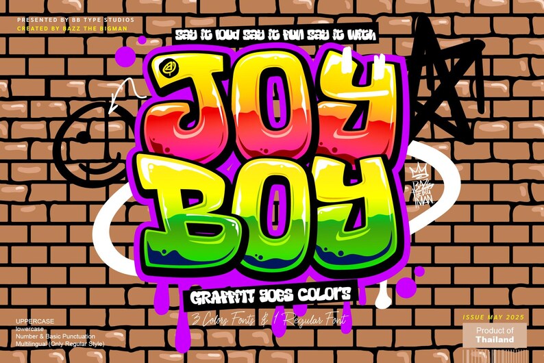 Graphity Joy Joy Boy Graffiti Font: Color OTF, Street Art Font (SVG Bonus) - Etsy