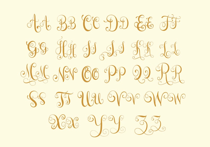 Monogram Sweet Alphabet SVG|PNG, Monogram Alphabet A-Z, Digital ...
