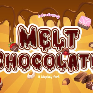 Melt Chocolate : 3 Family fonts, Procreate Fonts, Cute dripping font, Digital Download, font, Digital font, Melt font, Horror font
