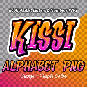 Kissi Orange Purple color Alphabet letters & numbers PNG. file, Graffiti letters, Street art letters, Color letter A-Z, Digital Download