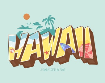 Hawaii Beach Schriftart: Bold Summer Display Font (Digitaler Download)