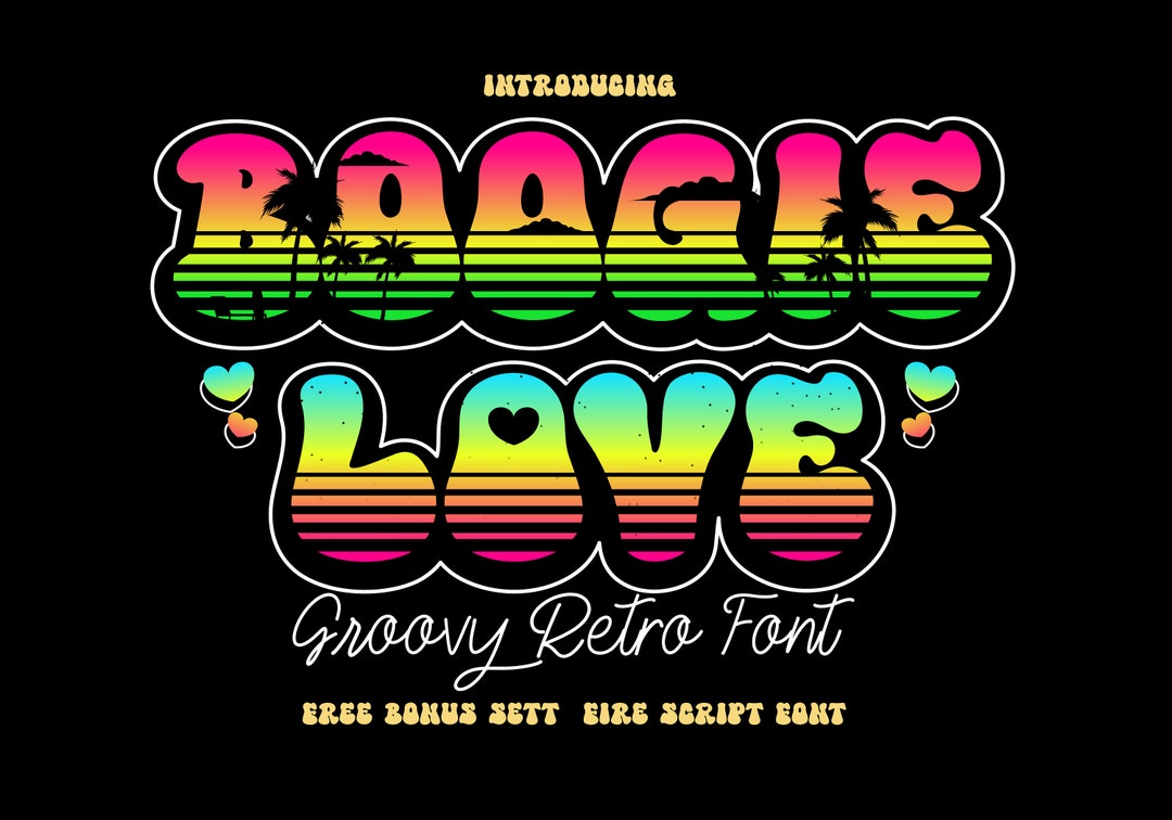 Boogie Love Font, Vintage Font, Groovy Font, Funky Display Font ...