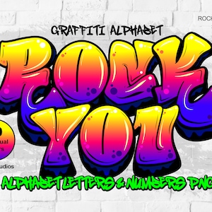 Rock you Sunet color Letras del alfabeto, números y puntuación PNG. archivo PNG Tamaño A4 300 ppp. fondo transparente.