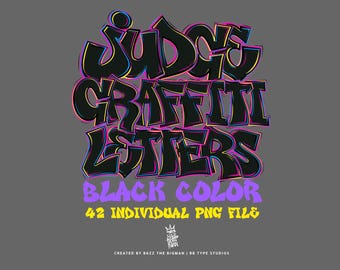 Black Graffiti Bubble Letters PNG: Urban Hip Hop Clipart Set