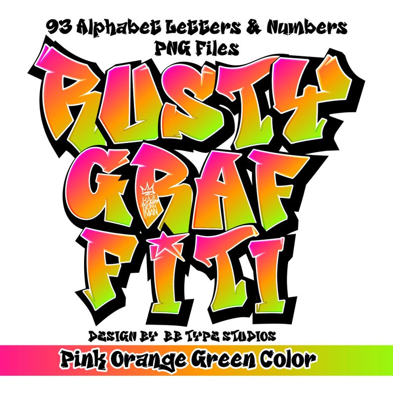 Rusty Graffiti Alphabet: 93 PNG Letter & Number Clip Art - Etsy