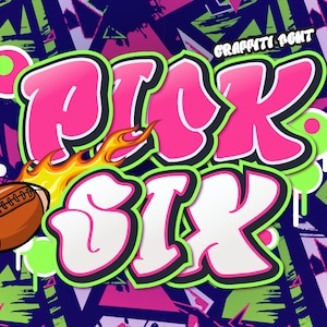 Pick Six Police numérique, Police de rue, Police Graffiti, Graffiti, Téléchargement numérique, Police système, Procreate Support