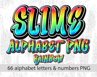 SLIME Rainbow color Alphabet letters & numbers PNG file Transparent Background Graffiti letters, Color letter A-Z, Instant Download