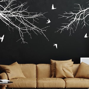 Tree Branch With Birds Wall Decal, Branches Birds Vinyl Sticker ...