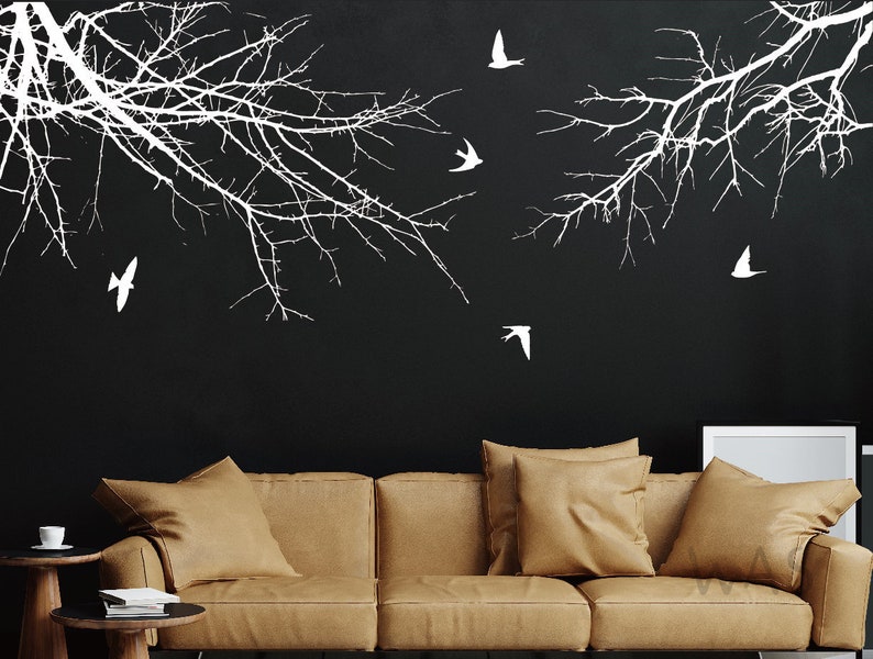 Tree Branch With Birds Wall Decal, Branches Birds Vinyl Sticker ...